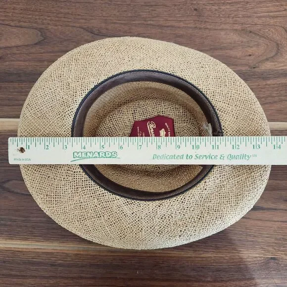 Borsalino Vintage Panama Hat Woven Brown Fedora Made in Italy Size Large - Picture 9 of 10